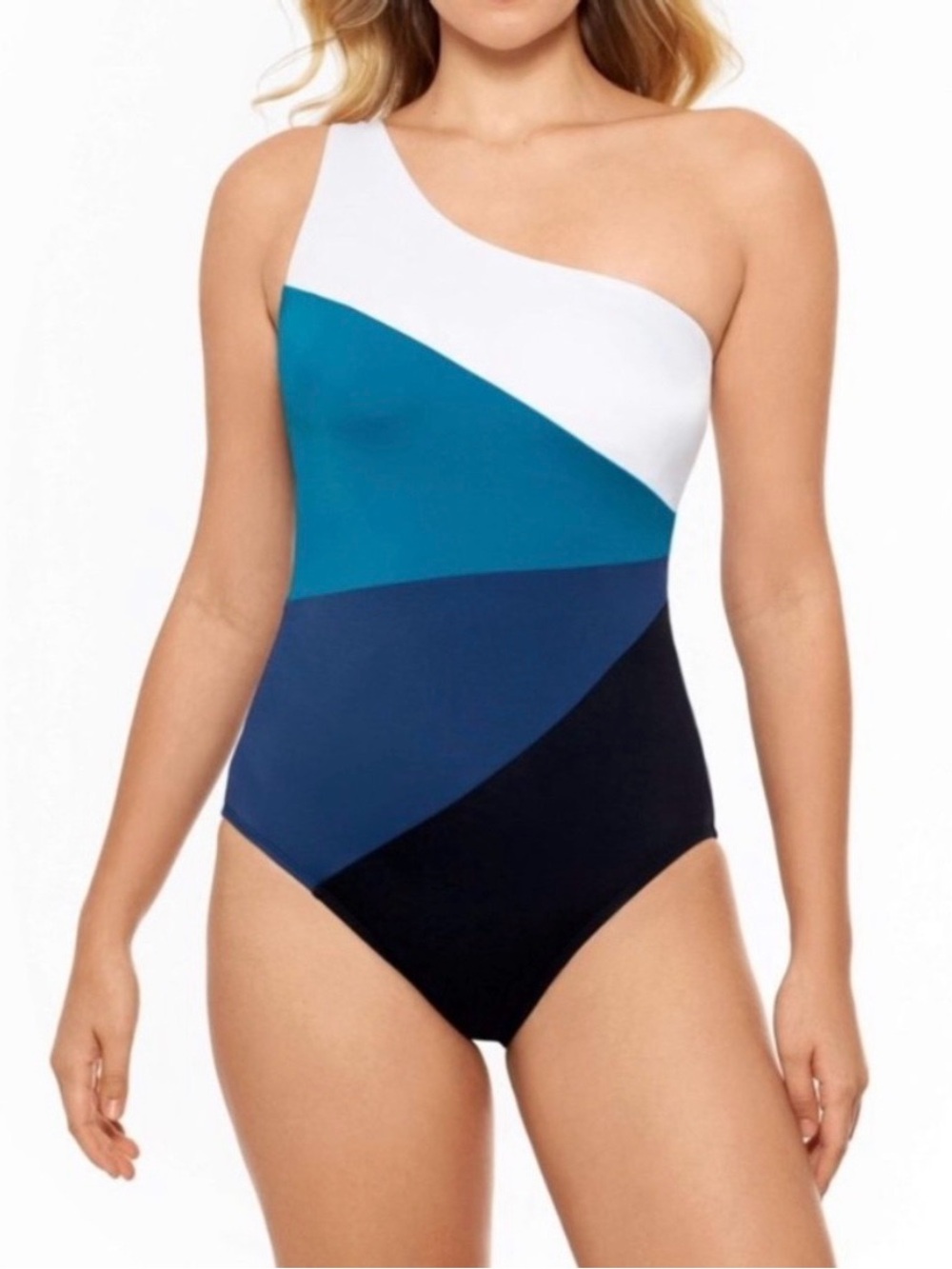 Time And Tru NWT Colorblock One Shoulder Tummy Control Swimsuit 2X 20W 22W